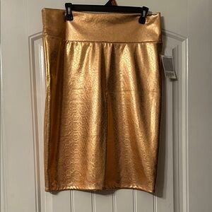 LuLaRoe Metallic Gold Pencil Skirt